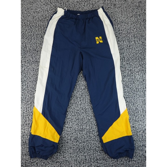 Vintage US Navy Track Pants Men Medium Navy Blue White Yellow Windbreaker Jogger